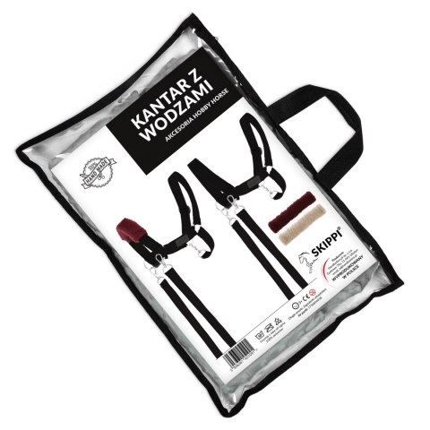 Skippi Kantar dla Hobby Horse - wodze, 2 wymienne futerka - czarny Skippi Kantar dla Hobby Horse - wodze, 2 wymienne futerka - czarny