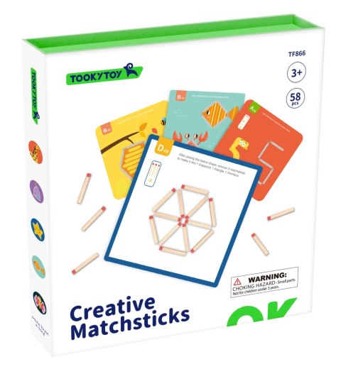 TOOKY TOY Drewniana Układanka Montessori Gra Logiczna Łamigłówki Zapałki Magnetyczne dla Dzieci 58 el. TOOKY TOY Drewniana Układanka Montessori Gra Logiczna Łamigłówki Zapałki Magnetyczne dla Dzieci 58 el.