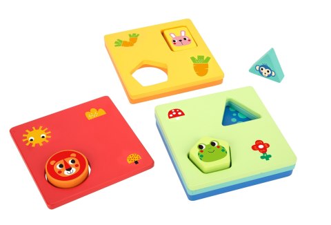 TOOKY TOY Układanka Montessori Kształty i Kolory Zwierzątka 6 Planszy FSC TOOKY TOY Układanka Montessori Kształty i Kolory Zwierzątka 6 Planszy FSC