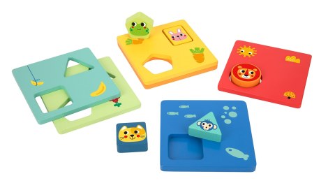 TOOKY TOY Układanka Montessori Kształty i Kolory Zwierzątka 6 Planszy FSC TOOKY TOY Układanka Montessori Kształty i Kolory Zwierzątka 6 Planszy FSC