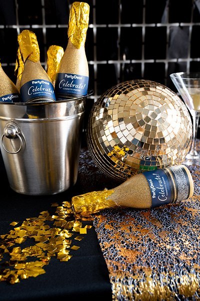 Tuba z konfetti Szampan, złoty, 20.5 cm Partydeco Tuba z konfetti Szampan, złoty, 20.5 cm Partydeco