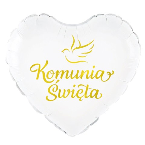 Balon foliowy biały serce Komunia Święta Gołąbek 45 cm 127582 Balon foliowy biały serce Komunia Święta Gołąbek 45 cm 127582
