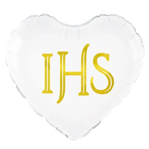 Balon foliowy serce IHS biało-złoty 45cm 127575 Balon foliowy serce IHS biało-złoty 45cm 127575