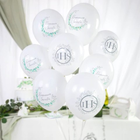 Balony komunijne biodegradowalne Eukaliptus srebrny 12cali 6szt. zestaw 131886 Balony komunijne biodegradowalne Eukaliptus srebrny 12cali 6szt. zestaw 131886