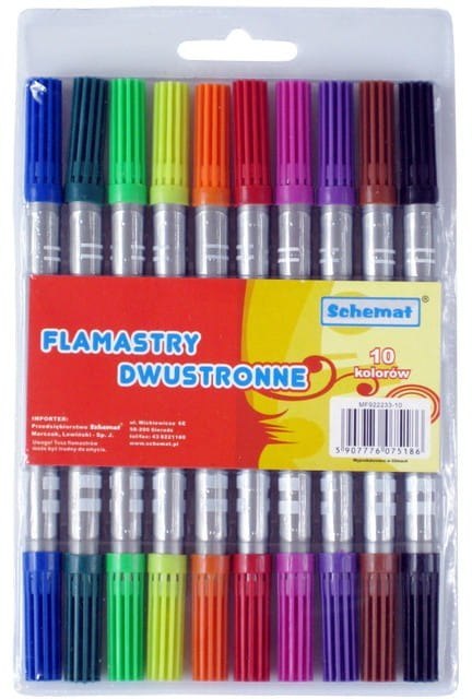 Flamastry dwustronne 10 kolorów 5186 Flamastry dwustronne 10 kolorów 5186