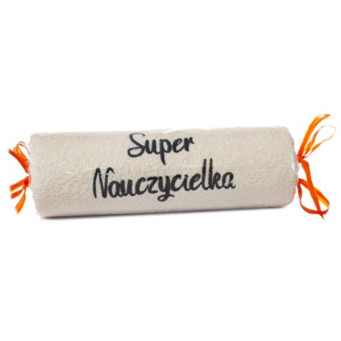Ręcznik ecru cukierek z haftem "Super Nauczycielka" Ręcznik ecru cukierek z haftem "Super Nauczycielka"