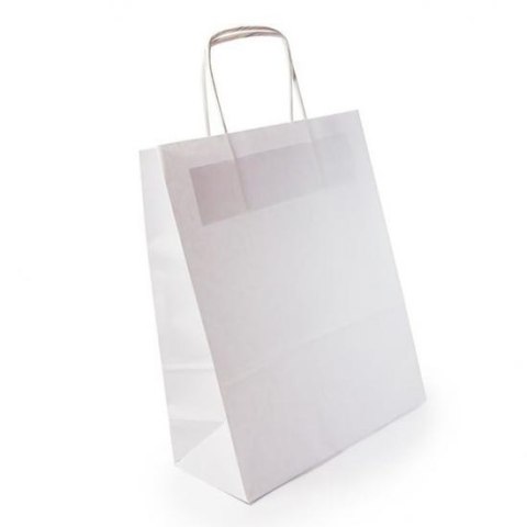 Torba papierowa 25szt. skr. rączka biała 18x8x22cm Torba papierowa 25szt. skr. rączka biała 18x8x22cm
