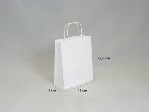 Torba papierowa 25szt. skr. rączka biała 18x8x22cm Torba papierowa 25szt. skr. rączka biała 18x8x22cm