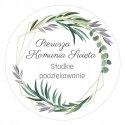 Naklejki 12szt. SŁODKIE PODZIĘKOWANIE KOMUNIA CIASTO