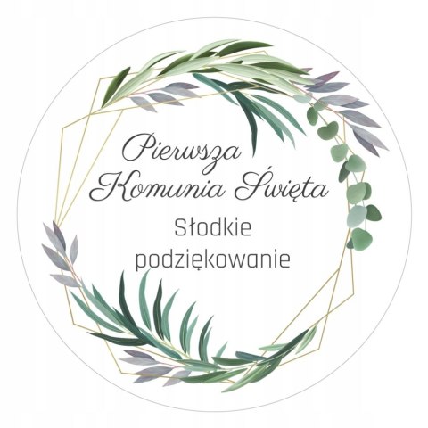 Naklejki 12szt. SŁODKIE PODZIĘKOWANIE KOMUNIA CIASTO Naklejki 12szt. SŁODKIE PODZIĘKOWANIE KOMUNIA CIASTO