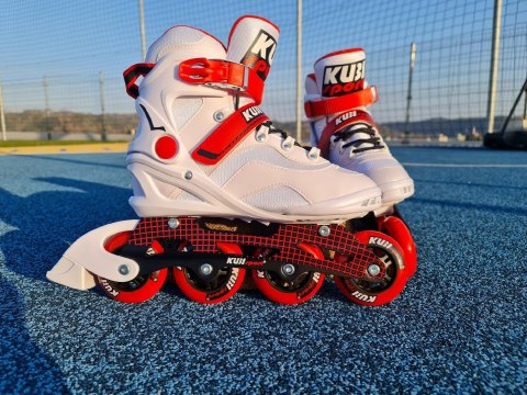 Rolki Damskie Męskie Białe Kauczukowe Solidne z Hamulcem KUBISPORT roz. 40 Rolki Damskie Męskie Białe Kauczukowe Solidne z Hamulcem KUBISPORT roz. 40