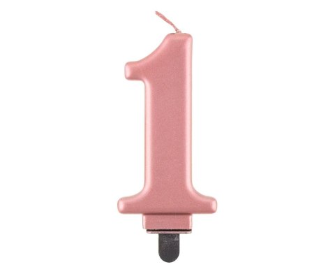 Świeczka cyferka 1, metalik Rose Gold, 8 cm Marka niezdefiniowana Świeczka cyferka 1, metalik Rose Gold, 8 cm Marka niezdefiniowana