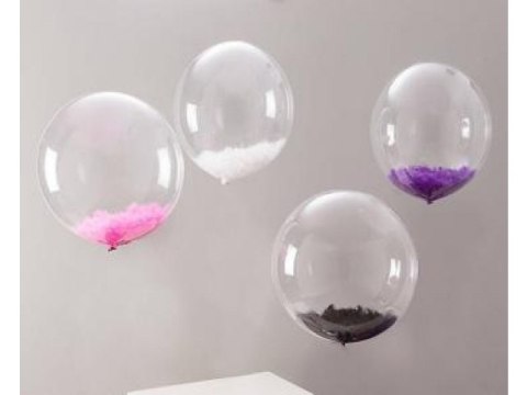 Balon przezroczysty z piórkiem Q1710219167 Balon przezroczysty z piórkiem Q1710219167