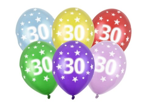 Balony 6szt. URODZINY ''30'' 30cm | SB14M-030 Balony 6szt. URODZINY ''30'' 30cm | SB14M-030