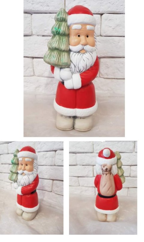 Figurka ceramiczna Mikołaj z choinką 28cm Figurka ceramiczna Mikołaj z choinką 28cm