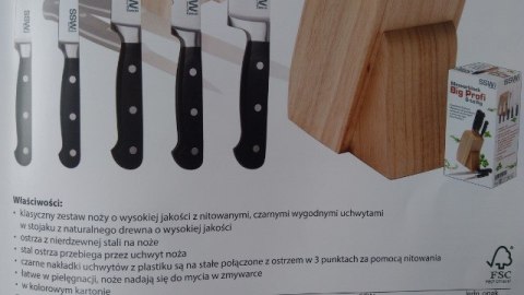Komplet 6 noży w drewnianym bloku | 912110 Komplet 6 noży w drewnianym bloku | 912110