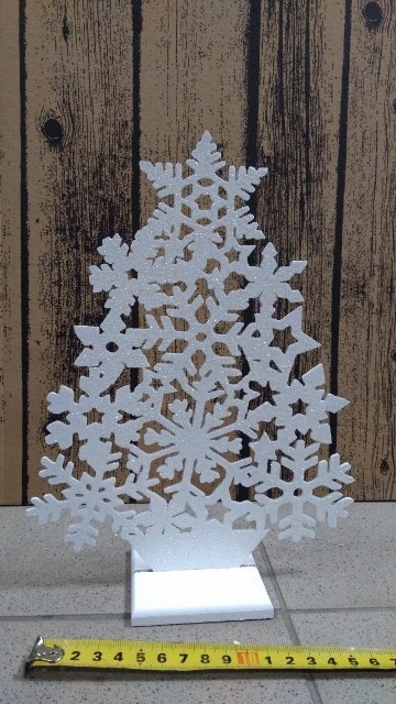 Ozdoba stojąca 25cm CHOINKA II BIAŁA BROKAT Ozdoba stojąca 25cm CHOINKA II BIAŁA BROKAT