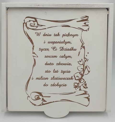Pudełko białe DZIADEK 21 x 21 x 5,5 cm Pudełko białe DZIADEK 21 x 21 x 5,5 cm