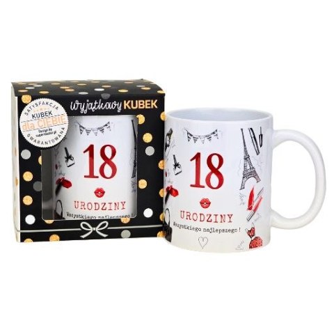 Kubek na 18 urodziny dla kobiety (czerwony) 3309-UR16-18 Kubek na 18 urodziny dla kobiety (czerwony) 3309-UR16-18