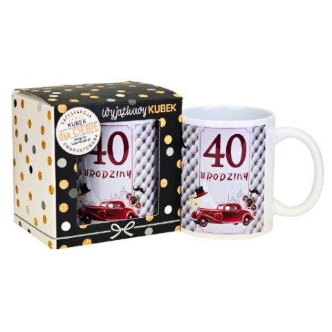 Kubek na 40 urodziny dla mężczyzny (bordowe auto) 3309-UR11-40 Kubek na 40 urodziny dla mężczyzny (bordowe auto) 3309-UR11-40