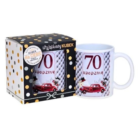 Kubek na 70 urodziny dla mężczyzny (bordowe auto) 3309-UR11-70 Kubek na 70 urodziny dla mężczyzny (bordowe auto) 3309-UR11-70