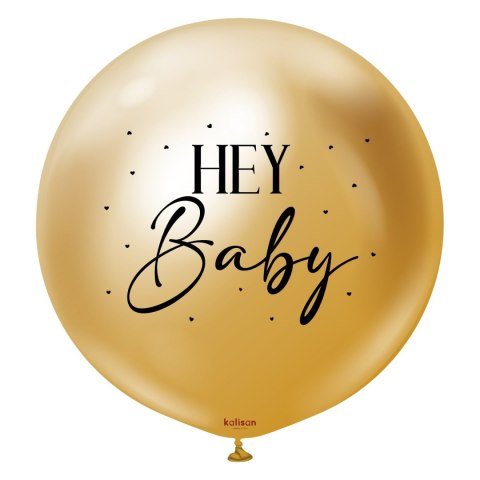 Balon lateksowy Hey Baby, Mirror Gold złoty, 90 cm Kalisan Balon lateksowy Hey Baby, Mirror Gold złoty, 90 cm Kalisan