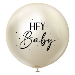 Balon lateksowy Hey Baby, Mirror White Gold, białe złoto 90 cm Kalisan