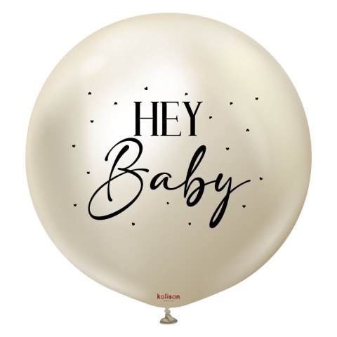 Balon lateksowy Hey Baby, Mirror White Gold, białe złoto 90 cm Kalisan Balon lateksowy Hey Baby, Mirror White Gold, białe złoto 90 cm Kalisan