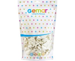Balony lateksowe pastelowe, Gemar Białe White, 33cm, 50szt. Gemar