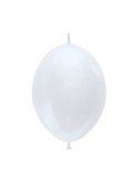 Balony z łącznikiem perłowe, białe, Pearl White, 30 cm, 50szt. Sempertex