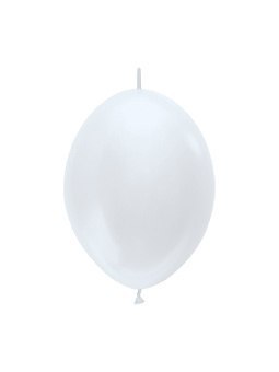 Balony z łącznikiem perłowe, białe, Pearl White, 30 cm, 50szt. Sempertex