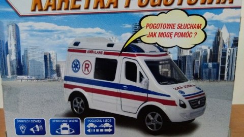 Auto metalowe KARETKA POGOTOWIA POLSKI GŁOS 11cm HKH089 Auto metalowe KARETKA POGOTOWIA POLSKI GŁOS 11cm HKH089