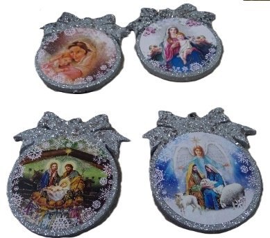 Bombka płaska styropianowa brokat 4 szt. złota srebrna 14 / 9 cm | 560 Bombka płaska styropianowa brokat 4 szt. złota srebrna 14 / 9 cm | 560
