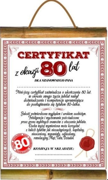 Dyplom URODZINY ''80'' Dyplom URODZINY ''80''