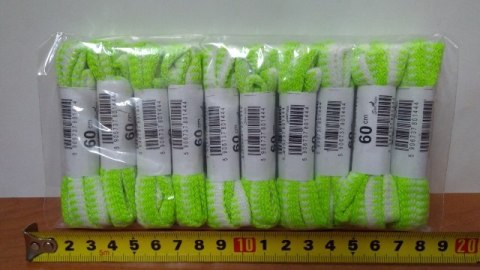 Sznurowadła 10par BIAŁO-ZIELONE JASKRAWE 60cm Sznurowadła 10par BIAŁO-ZIELONE JASKRAWE 60cm
