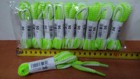Sznurowadła 10par BIAŁO-ZIELONE JASKRAWE 90cm Sznurowadła 10par BIAŁO-ZIELONE JASKRAWE 90cm