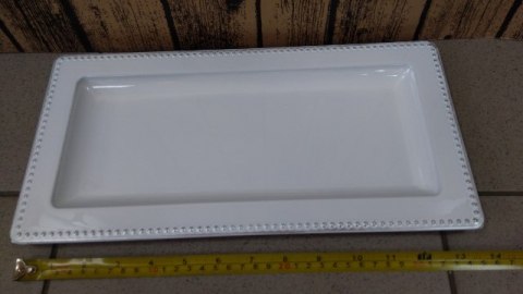 Talerz plexi 18x36cm BIAŁO-SREBRNY Talerz plexi 18x36cm BIAŁO-SREBRNY