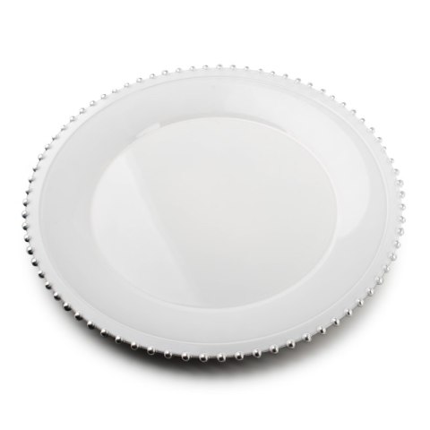 Talerz plexi 33xh2cm BIAŁO-SREBRNY Talerz plexi 33xh2cm BIAŁO-SREBRNY