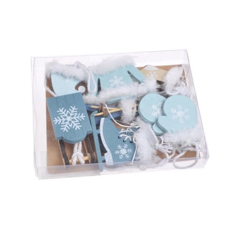 Zawieszki drewniane 10el. ski box NIEBIESKIE | HDN-160621 Zawieszki drewniane 10el. ski box NIEBIESKIE | HDN-160621