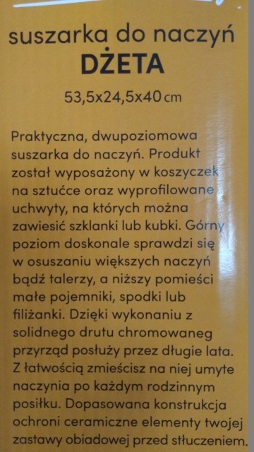 Suszarka do naczyń Tadar Dżeta 2 poziomy 53,5 x 24,5 cm x 40 cm czarna Suszarka do naczyń Tadar Dżeta 2 poziomy 53,5 x 24,5 cm x 40 cm czarna