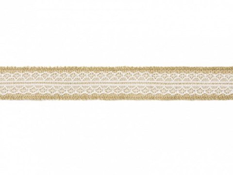 Wstążka jutowa z koronką 4cm x 5m | TJ4-4 Wstążka jutowa z koronką 4cm x 5m | TJ4-4