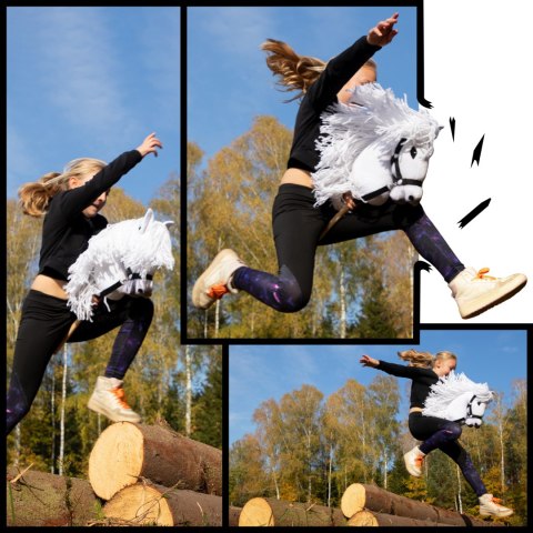 Skippi hobby horse z kantarem biały koń A3 duży Skippi hobby horse z kantarem biały koń A3 duży