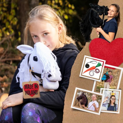 Skippi hobby horse z kantarem biały koń A3 duży Skippi hobby horse z kantarem biały koń A3 duży