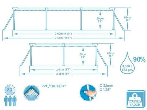 Basen STELAŻOWY 300x201x66cm 8w1 Bestway 56411 Basen STELAŻOWY 300x201x66cm 8w1 Bestway 56411
