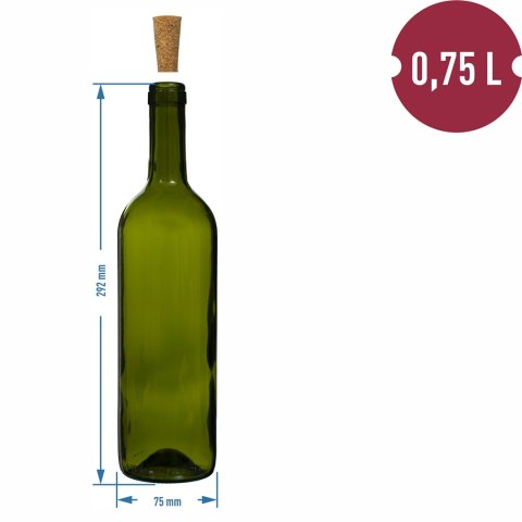Butelka na wino 0,75l OLIWKOWA 8szt. | 631471 Butelka na wino 0,75l OLIWKOWA 8szt. | 631471