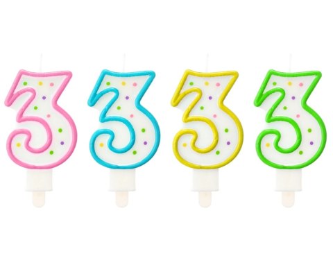 Świeczka cyfra ''3'' KROPKI PF-SCK3 Świeczka cyfra ''3'' KROPKI PF-SCK3