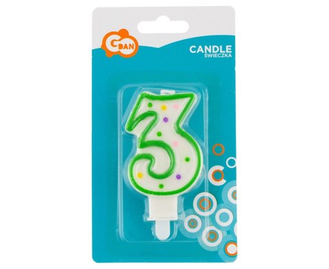 Świeczka cyfra ''3'' KROPKI PF-SCK3 Świeczka cyfra ''3'' KROPKI PF-SCK3