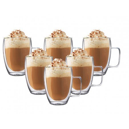 Szklanki termiczne podwójne szkło 350ML DO KAWY LATTE LONG ZESTAW 6SZT SZK09 Szklanki termiczne podwójne szkło 350ML DO KAWY LATTE LONG ZESTAW 6SZT SZK09