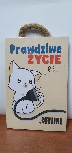 Tabliczka/obraz do zawieszenia 10x15 PRAWDZIWE ŻYCIE JEST OFFLINE Tabliczka/obraz do zawieszenia 10x15 PRAWDZIWE ŻYCIE JEST OFFLINE