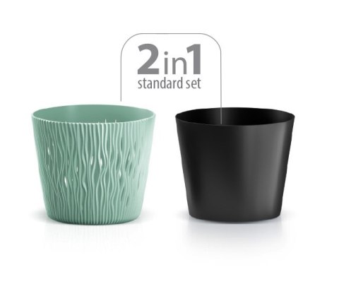 Doniczka z wkładem SANDY ROUND - antracytowy 12,8xh11cm Doniczka z wkładem SANDY ROUND - antracytowy 12,8xh11cm